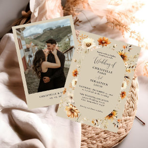 Elegant & Chic Boho Fall Wildblomma Bröllop Inbjudningar