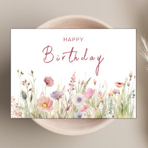 Elegant Chic Boho Wildblomme Theme Grattis på föde Kort