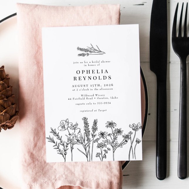 Elegant Chic Boho WildblomMöhippa Inbjudningar (Skapare uppladdad)