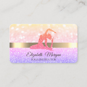 Elegant Chic Bokeh Glitter Tjej Yoga Visitkort