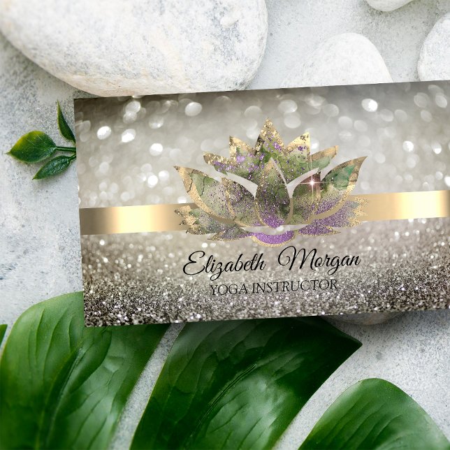 Elegant Chic Bokeh Guld,Lotus Yoga Visitkort (Skapare uppladdad)