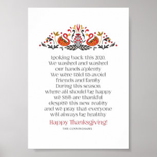Elegant Chic Botanicals Thanksgiving Dikt Poster