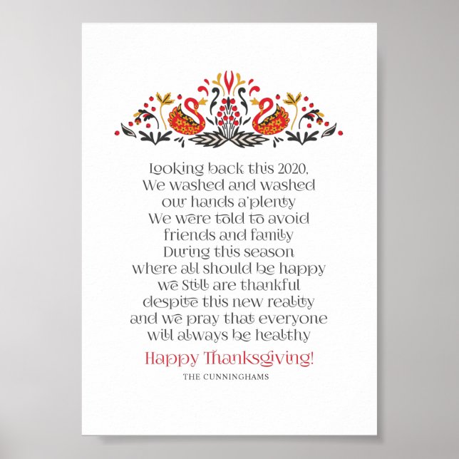 Elegant Chic Botanicals Thanksgiving Dikt Poster (Framsidan)