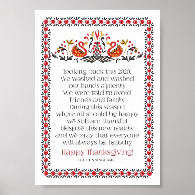 Elegant Chic Botanicals Thanksgiving Dikt Poster (Framsidan)