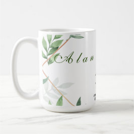 Elegant Chic Botanisk Grönt 25:e Bröllop Gift Mugg