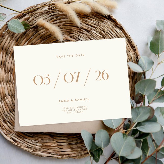 Elegant Chic Bröllop Ivory non-Photo Save Date Spara Datumet (Skapare uppladdad)