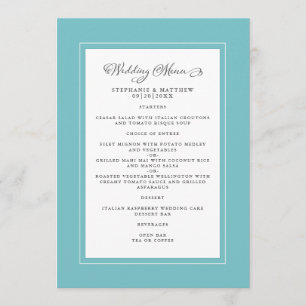 Elegant Chic Bröllop Modern Chic Aqua Grönt Meny