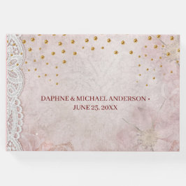 Elegant Chic Bröllop Modern Endern Rosa och Guld Gästböcker