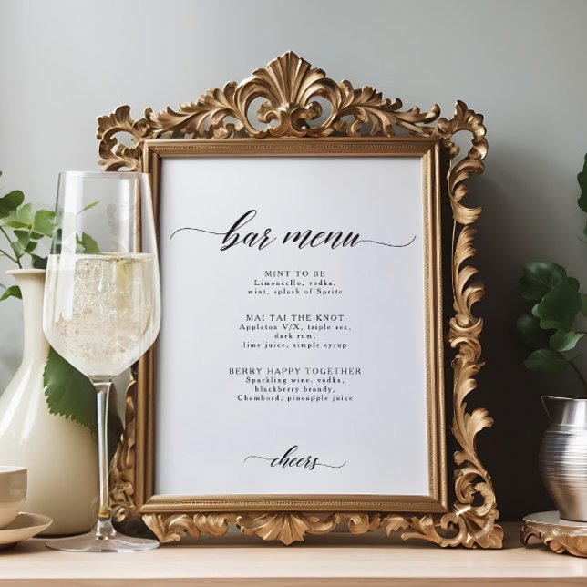 Elegant Chic Bröllop Pub eller Cocktail Menu-tecke Poster (Skapare uppladdad)