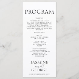 Elegant Chic Bröllop, svart och vit Program