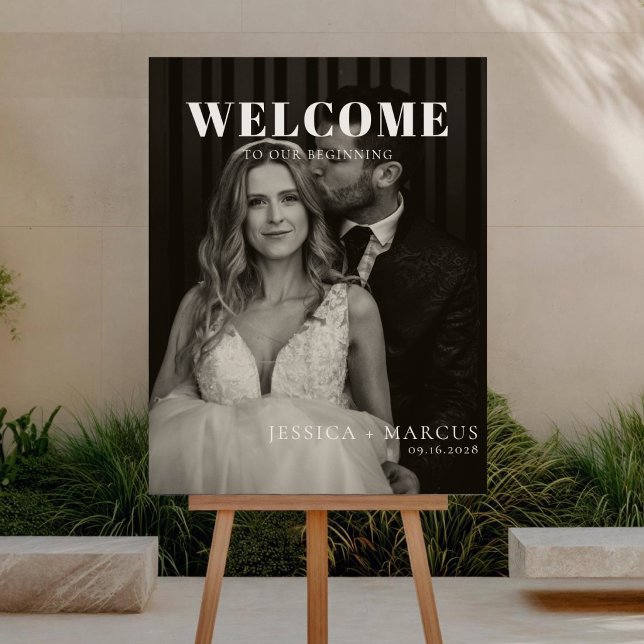 Elegant Chic Bröllops Välkomstskylt Fotoaffisch  Poster (Skapare uppladdad)