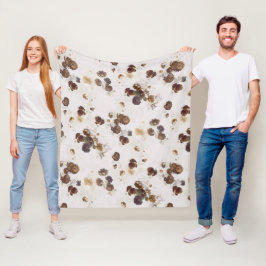 Elegant Chic Brown Beige Ro Blommigt Toile Fleecefilt