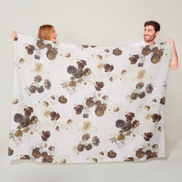 Elegant Chic Brown Beige Ro Blommigt Toile Fleecefilt