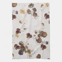 Elegant Chic Brown Beige Ro Blommigt Toile