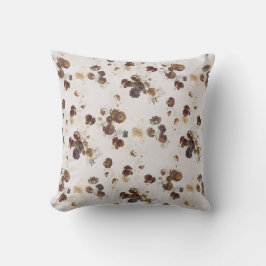 Elegant Chic Brown Beige Ro Blommigt Toile Kudde