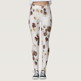Elegant Chic Brown Beige Ro Blommigt Toile Leggings