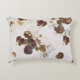 Elegant Chic Brown Beige Ro Blommigt Toile Prydnadskudde