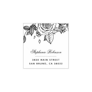 Elegant Chic Bukett med rosor Bröllop Returadress Stämpel