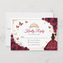 Elegant Chic Burgunder Rosa Guld Quinceanera Svar