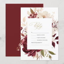Elegant Chic Burgunder Vita Blommor RSVP