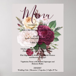 Elegant chic burgundy flormeny-tecken poster