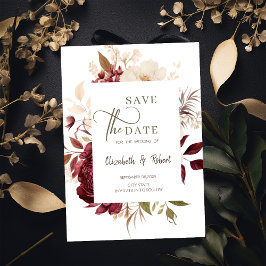 Elegant Chic Burgundy Flowers Spara datum Datumet