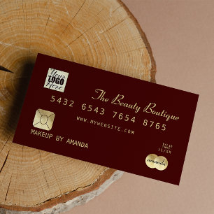 Elegant Chic Burgundy Guld Luxury Kredit Card Logo Visitkort
