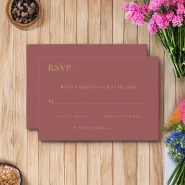 Elegant Chic Burgundy Guld Modern Simple Bröllop OSA Kort