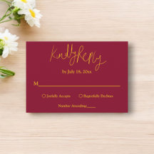 Elegant Chic Burgundy och Guld Kalligrafi Bröllop
