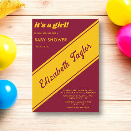 Elegant Chic Burgundy och Guld Luxury Baby Shower Inbjudningar