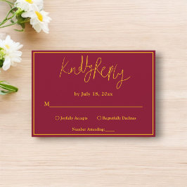 Elegant Chic Burgundy och Guld Luxury Bröllop OSA Kort
