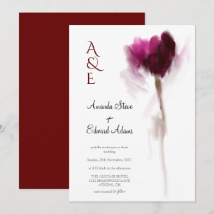 Elegant Chic Burgundy Tulip Blommigt Bröllop Inbjudningar
