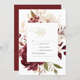 Elegant Chic Burgundy White Flowers OSA Inbjudningar