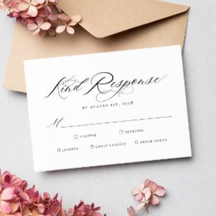 Elegant Chic Calligraphy Bröllop Meal Choices OSA Kort