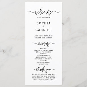 Elegant Chic Calligraphy Script Bröllop Ceremony Program