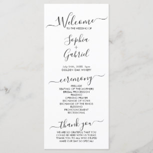 Elegant Chic Calligraphy Script Bröllop Ceremony Program