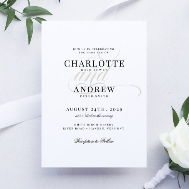 Elegant Chic Calligraphy-skript Bröllop Inbjudningar (Skapare uppladdad)