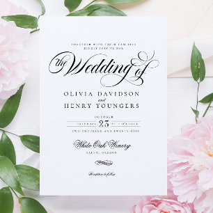 Elegant Chic Calligraphy-skript Bröllop Inbjudningar