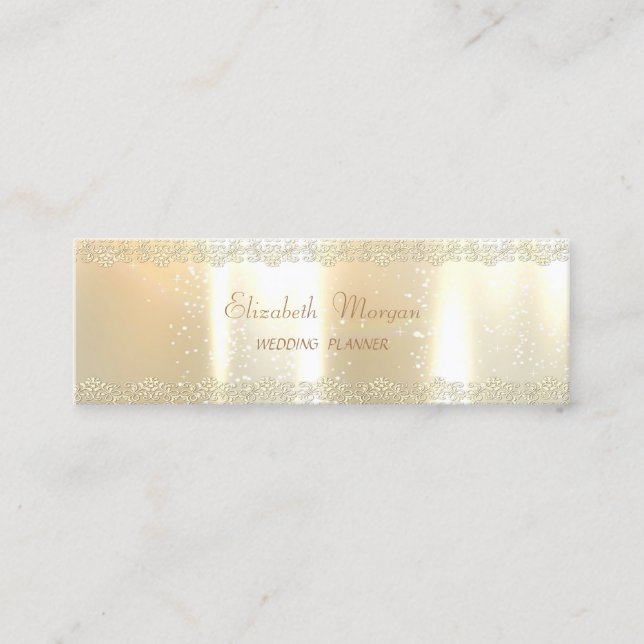 Elegant Chic Charmig, Oäkta Guld, Guldspets Mini Visitkort (Framsida)