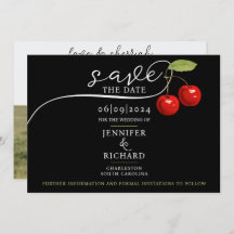 Elegant Chic Cherries Red Black Photo Calligraphy
