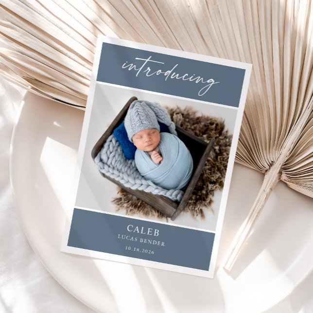 Elegant Chic Classic Photo Baby Announcement Card Inbjudningar (Skapare uppladdad)