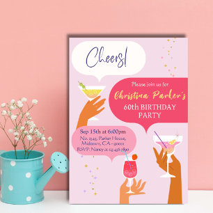 Elegant Chic Cocktail dricker 60 år Inbjudningar
