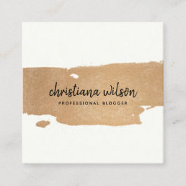 ELEGANT CHIC COPPER BLACK BRUSH STROKE CALLIGRAPHY FYRKANTIGT VISITKORT