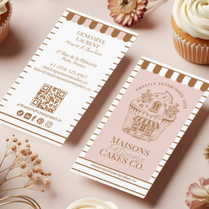 Elegant Chic Cupcake Konditori Tårta Butik Hem Bak Visitkort