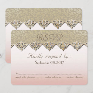 Elegant Chic Damask Bröllop Svarskort Inbjudningar