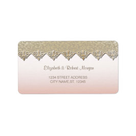 Elegant Chic Damask Bröllops Etikett Adressetikett
