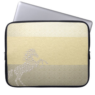 Elegant Chic Damask Häst Pärlor Laptop Sleeve