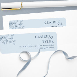 Elegant Chic Damblå Bröllop Returadress Etikett