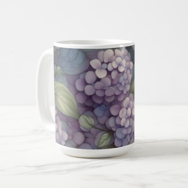 Elegant chic dammig lila boho vattenfärgad blommig kaffemugg (Framsida vänster)