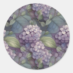 Elegant chic dammig lila boho vattenfärgad blommig runt klistermärke